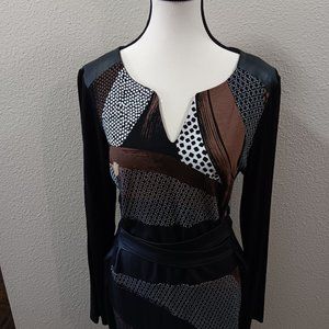 Faux Leather Patchwork Dress Size L